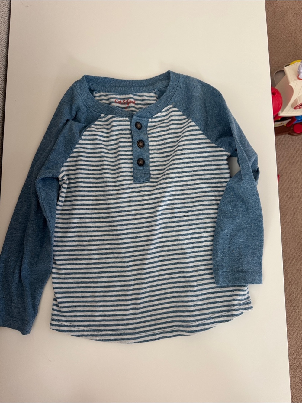 Cat & Jack Striped Blue Long-Sleeve Henley for Kids